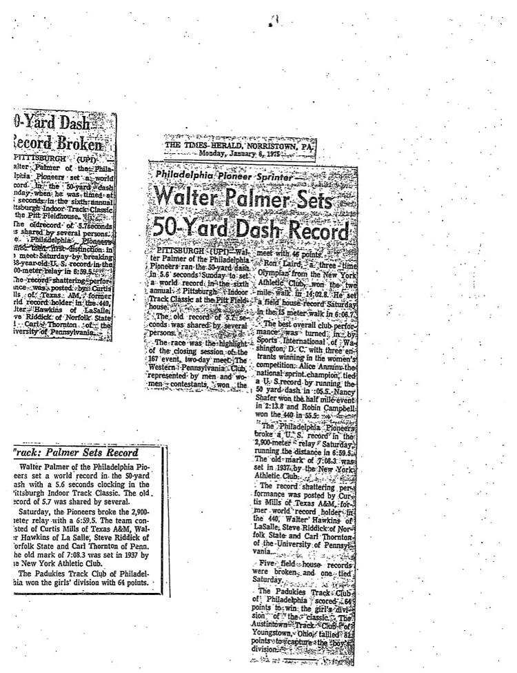 The Times Herald - Walter Palmer Sets 50 Yard Dash Record