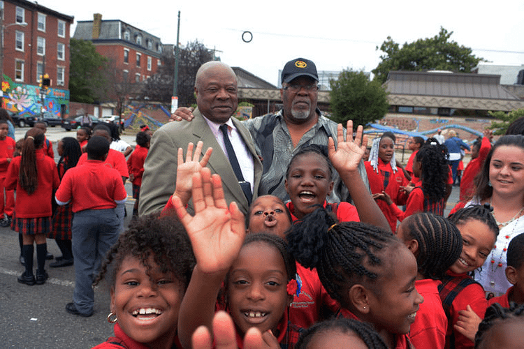 Walt Palmer with Charter School Students