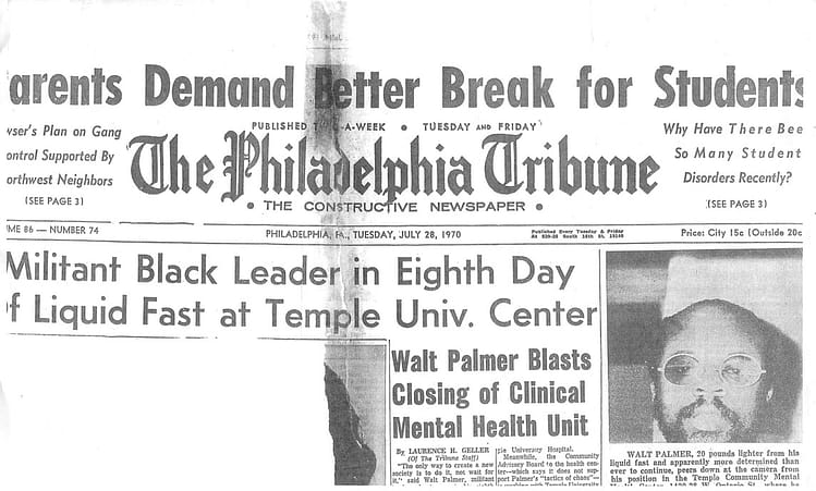 The Philadelphia Tribune Article: Walt Palmer Blasts Closing of Clinical Mental Health Unit